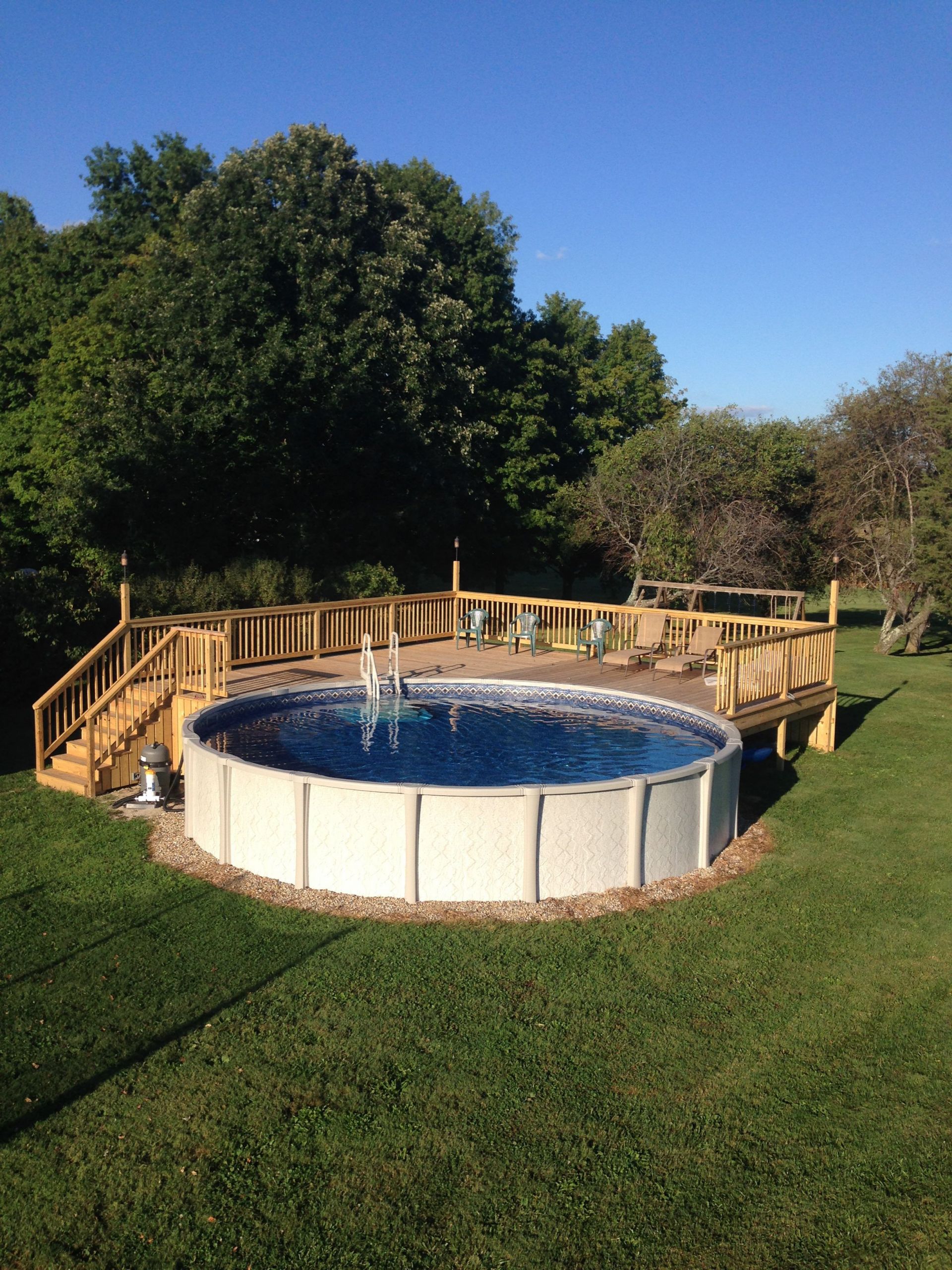 Above Ground Pool Deck Ideas
 ground pool deck for 24 ft round pool Deck is 28x28