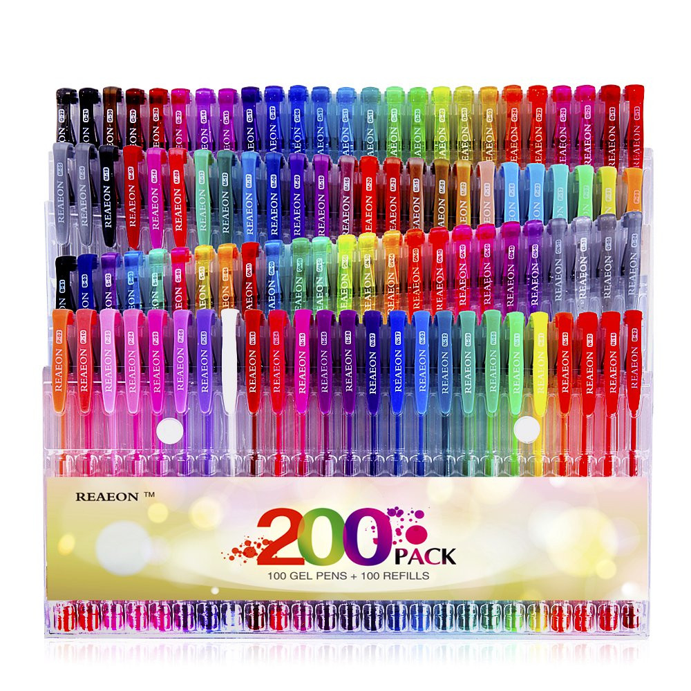 Adult Coloring Books And Pencils
 Reaeon Gel Pens Set 100 Colors Pen plus Refills for Adults