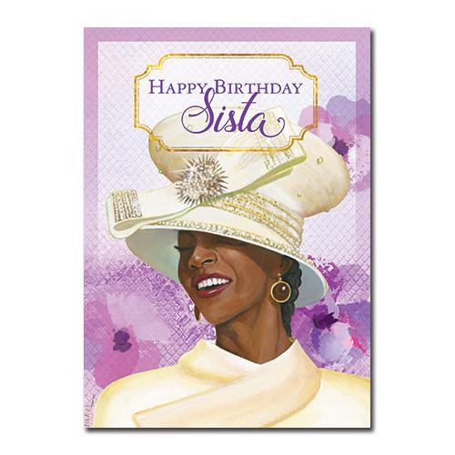 African American Birthday Cards
 Happy Birthday Sista African American Birthday Card 7x5