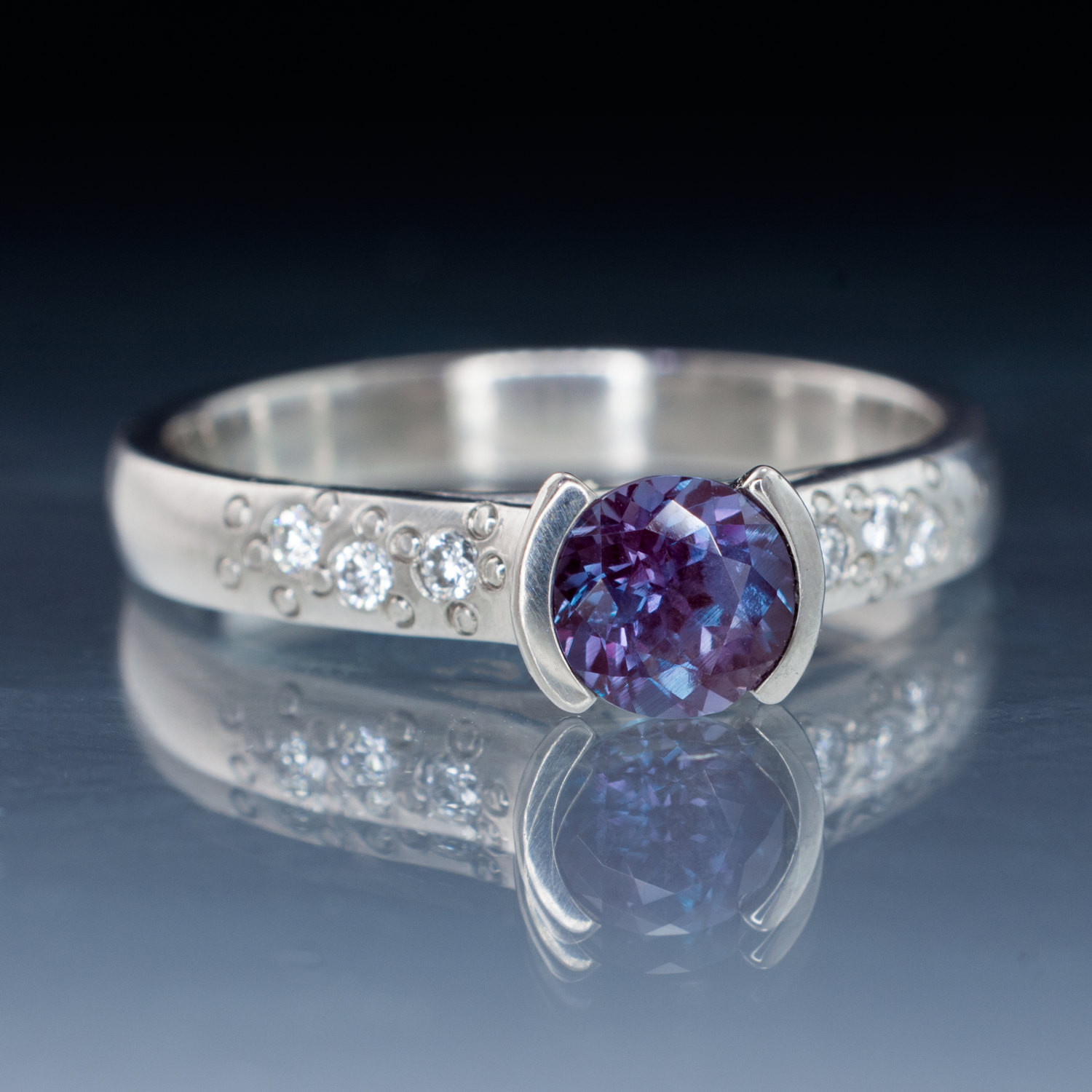 Alexandrite Wedding Band
 Chatham Alexandrite Engagement Ring ethical by