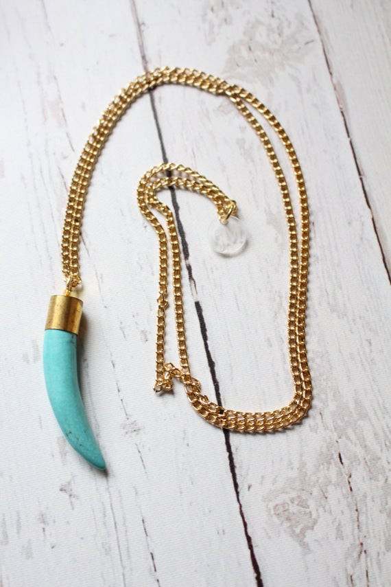 Alligator Tooth Necklace
 The Ally Turquoise Gator Tooth Husk Necklace