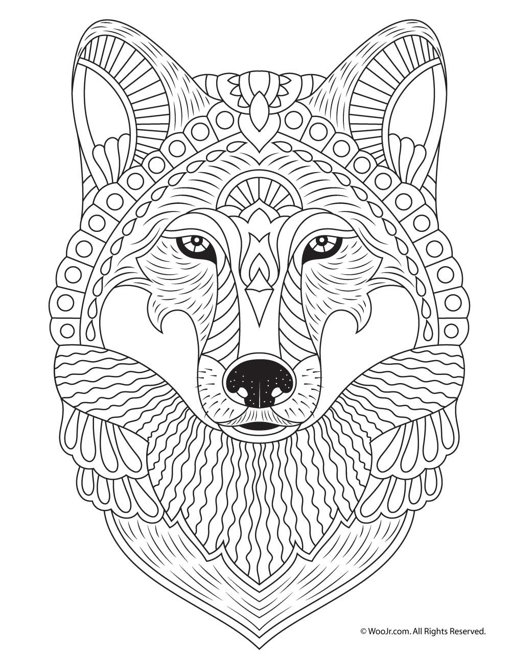 Animal Coloring Pages For Adults
 Wolf Adult Coloring Page