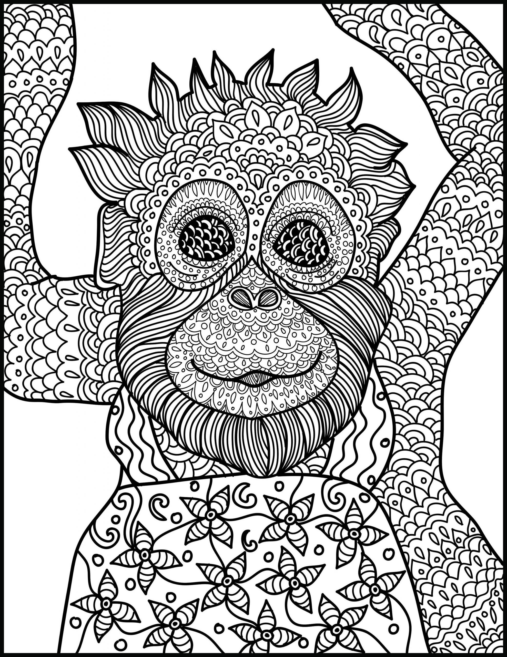 Animal Coloring Pages For Adults
 Animal Coloring Page Monkey Printable Adult Coloring Page