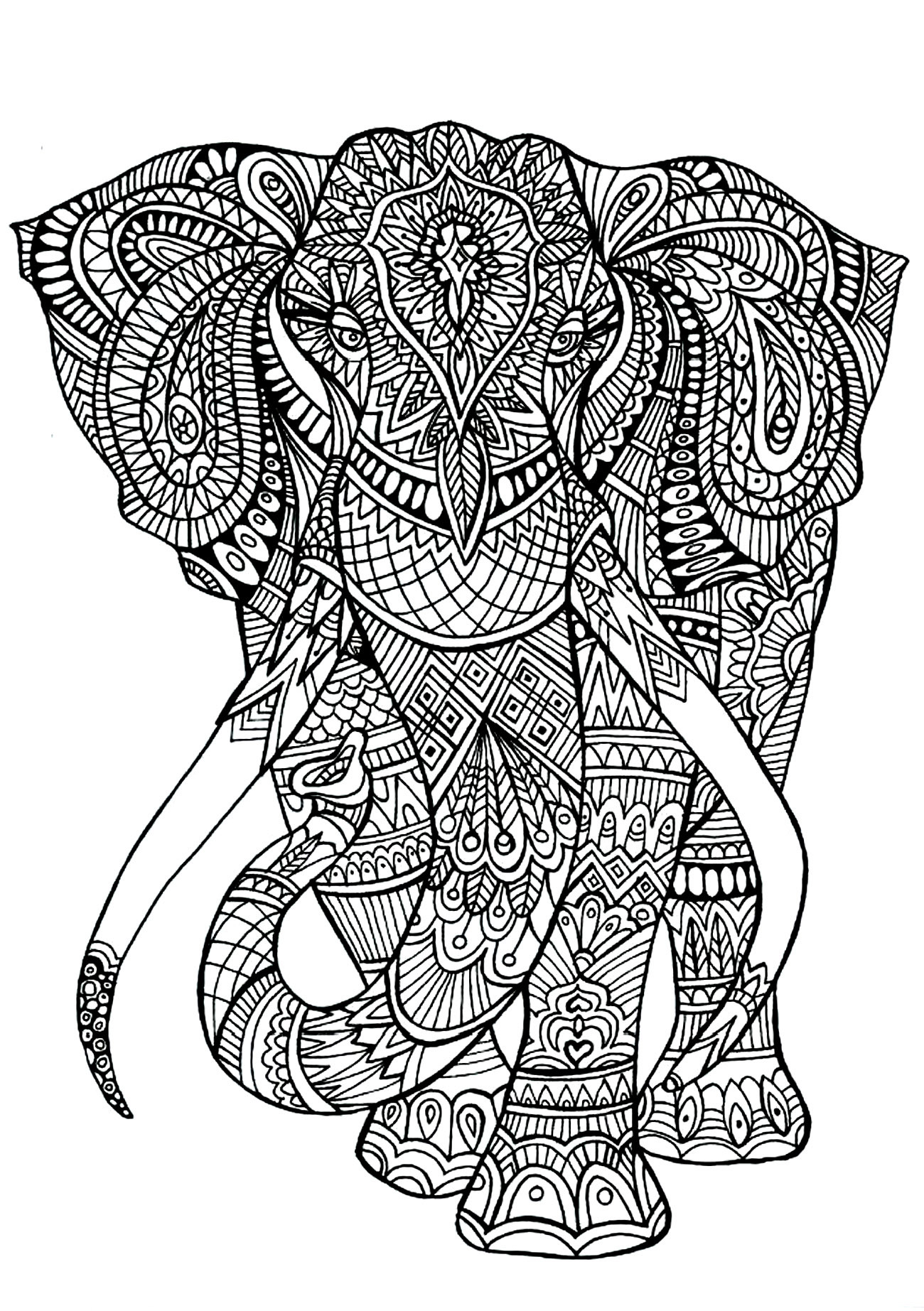 Animal Coloring Pages For Adults
 Elephant patterns
