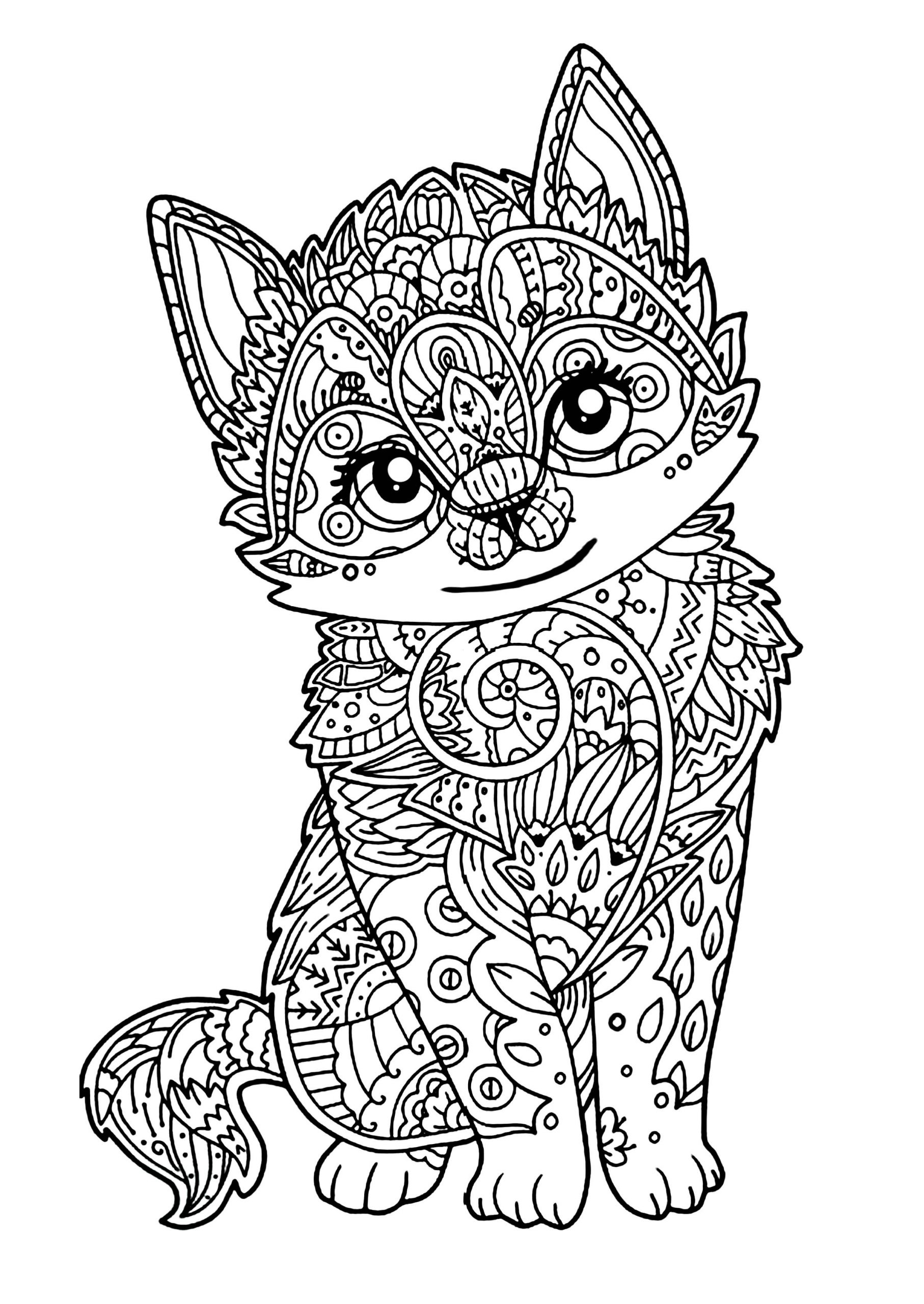 Animal Coloring Pages For Adults
 Cute kitten Cats Adult Coloring Pages