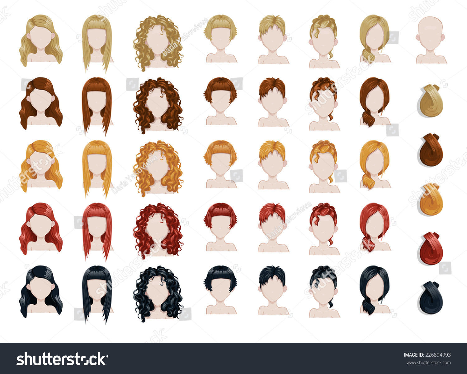 Anime Hairstyle Names
 Set Female Hair Style Sprites Vector Stock Vector