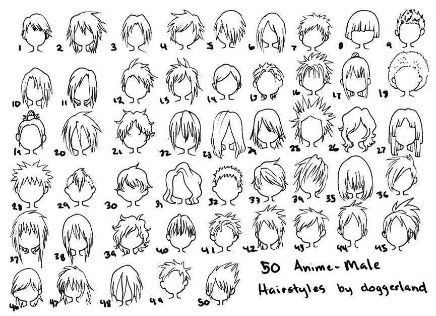 Anime Hairstyles Male
 AnimeAção Exemplos para Treino de cabelos para Mangá