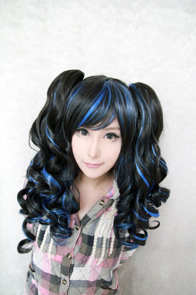Anime Pigtail Hairstyles
 70cm Long Mixed Color Curly Cosplay Pigtails Wig Beautiful