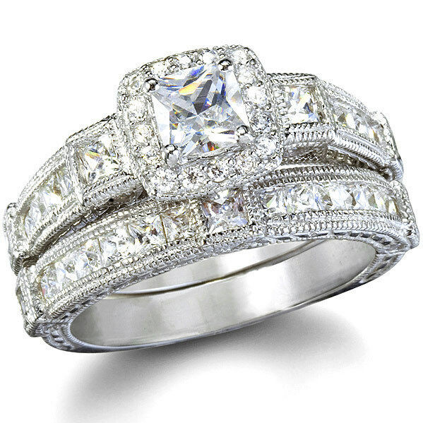 Antique Style Wedding Rings
 Antique Style Imitation Diamond Wedding Ring Set