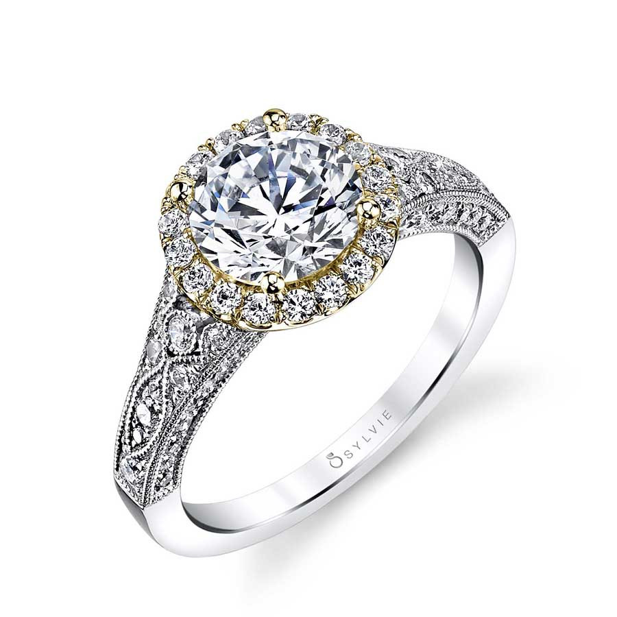 Antique Style Wedding Rings
 Cheri Vintage Inspired Halo Engagement Ring