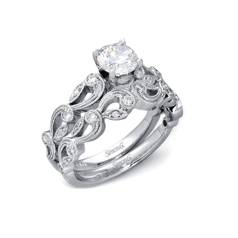 Antique Style Wedding Rings
 33ct Simon G Diamond Antique Style 18k White Gold