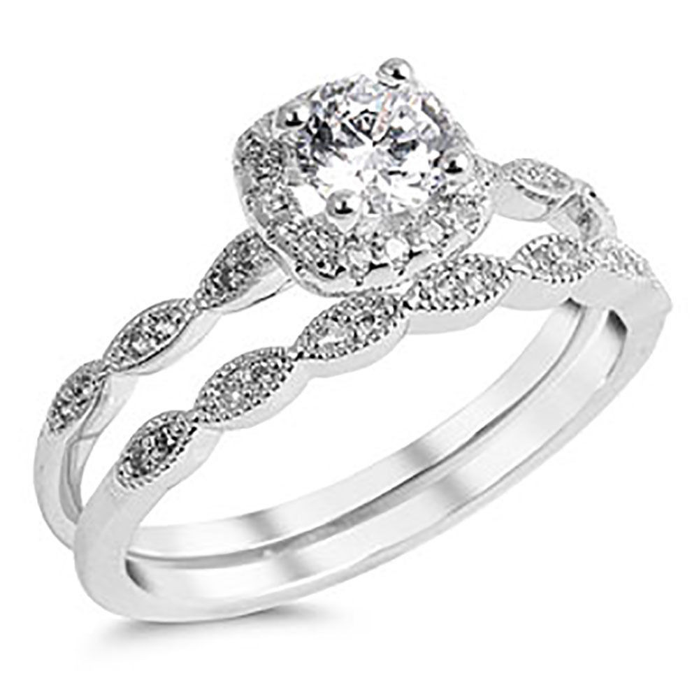 Antique Style Wedding Rings
 Sterling Silver 925 CZ Halo Vintage Style Engagement Ring