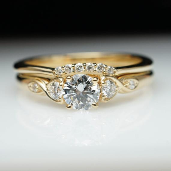 Antique Style Wedding Rings
 Vintage Antique Style Diamond Engagement Ring & Wedding Band