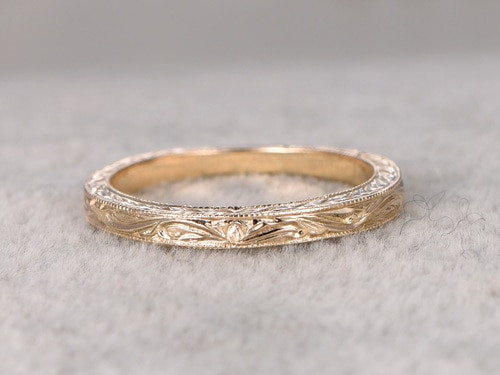 Antique Wedding Bands
 Antique Wedding Band Solid 14k Yellow Gold Filigree Flower
