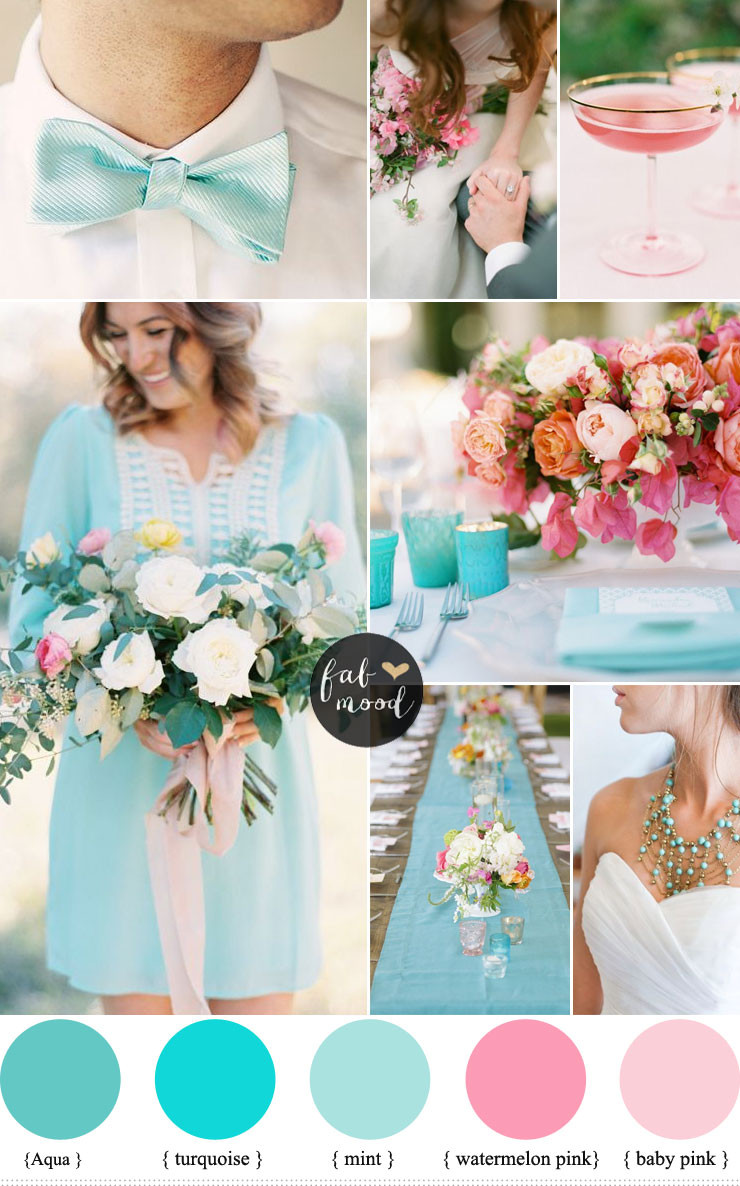Aqua Wedding Colors
 pink and turquoise wedding ideas Cheerful Duo