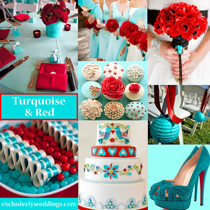 Aqua Wedding Colors
 Theme Red & Turquoise