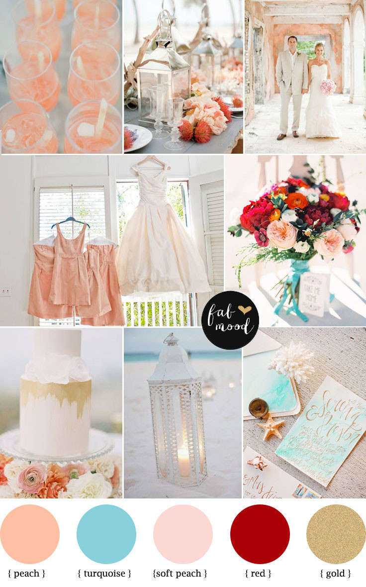 Aqua Wedding Colors
 Peach and turquoise wedding