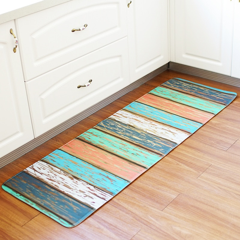 Area Rugs For Kitchen Floor
 Colorful Wooden Board Pattern Carpet Non Slip Long Runner
