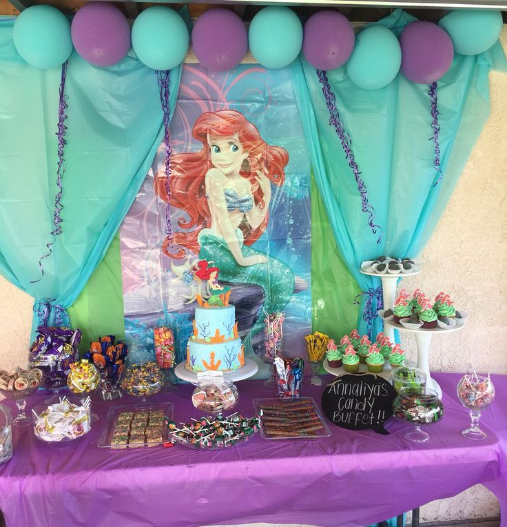 Ariel Mermaid Birthday Party Ideas
 Annaliyas little Mermaid Candy Table