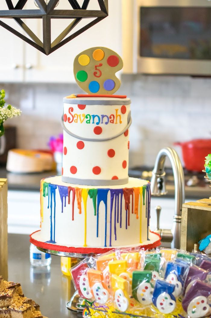 Art Birthday Cake
 Rainbow Paint Party