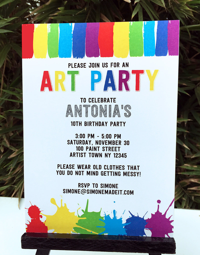 Art Birthday Party Invitations
 Art Birthday Party Theme Printables