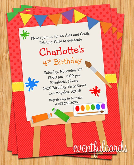 Art Birthday Party Invitations
 Art Painting Birthday Party Invitation for Kids Printable
