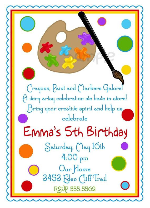 Art Birthday Party Invitations
 Art Invitations Art Party Painting Birthday party Paint