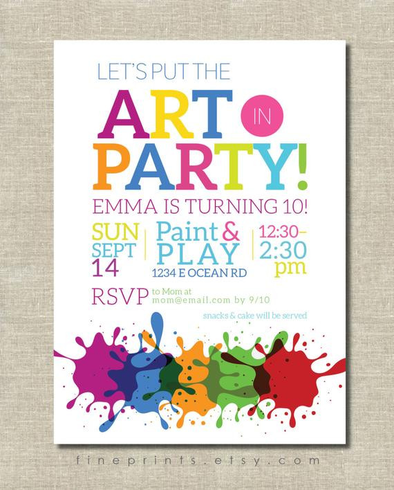 Art Birthday Party Invitations
 art party invitation painting party art birthday party