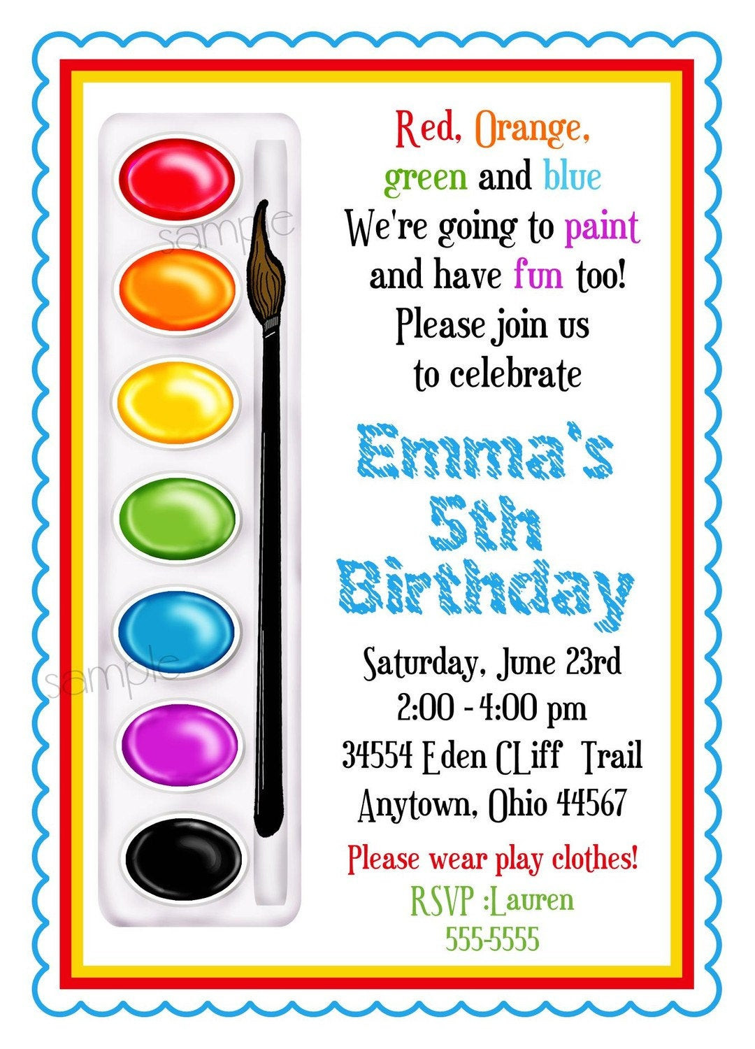 Art Birthday Party Invitations
 Art Invitations Painting Party Birthday Party Paint Box