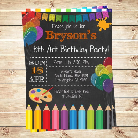 Art Birthday Party Invitations
 Art Party Invitations Printables Birthday Party invitations