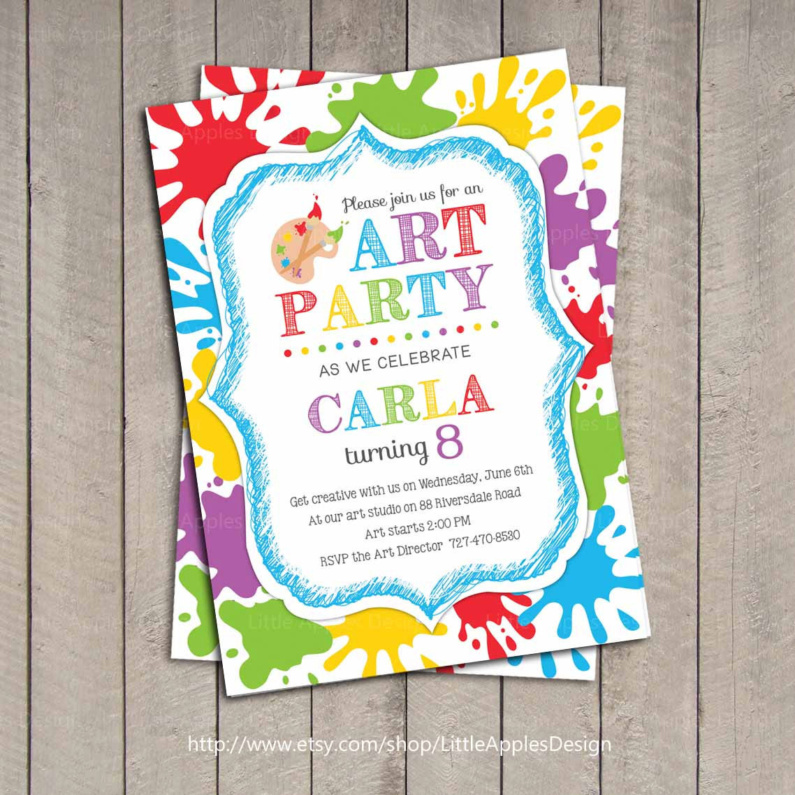 Art Birthday Party Invitations
 Art Party Invitation Kids Art Party invitation by