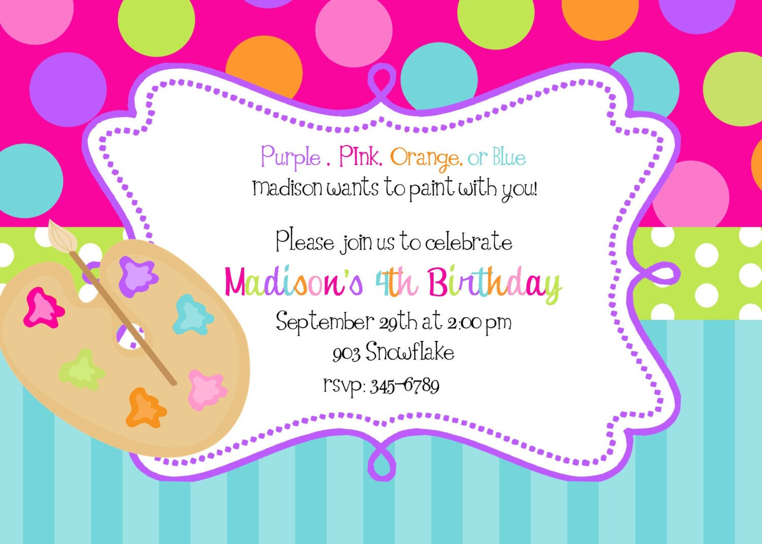 Art Birthday Party Invitations
 Art Painting Birthday Party Invitations Art party printable