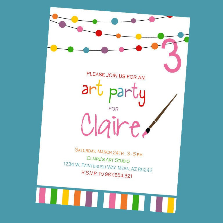 Art Birthday Party Invitations
 Art Birthday Party Invitation