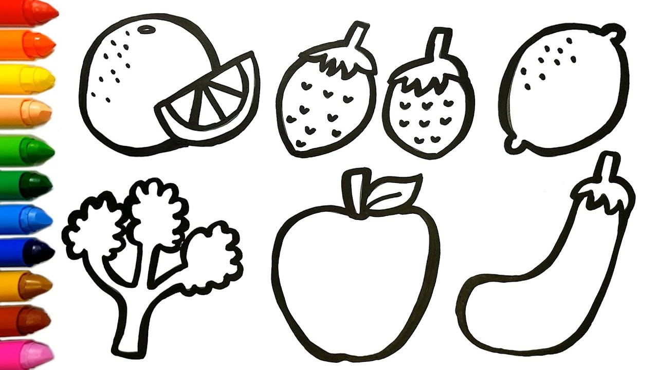 Art Coloring Pages For Kids
 Learn Fruits Ve ables coloring and drawing Learn Colors