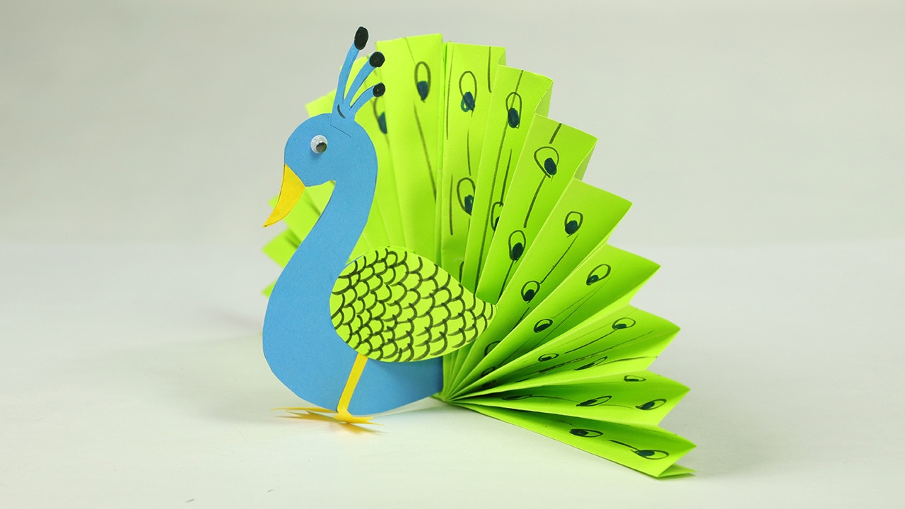Arts And Crafts For Toddlers
 Paper Crafts for Kids Easy Blue and Neon Peacock With