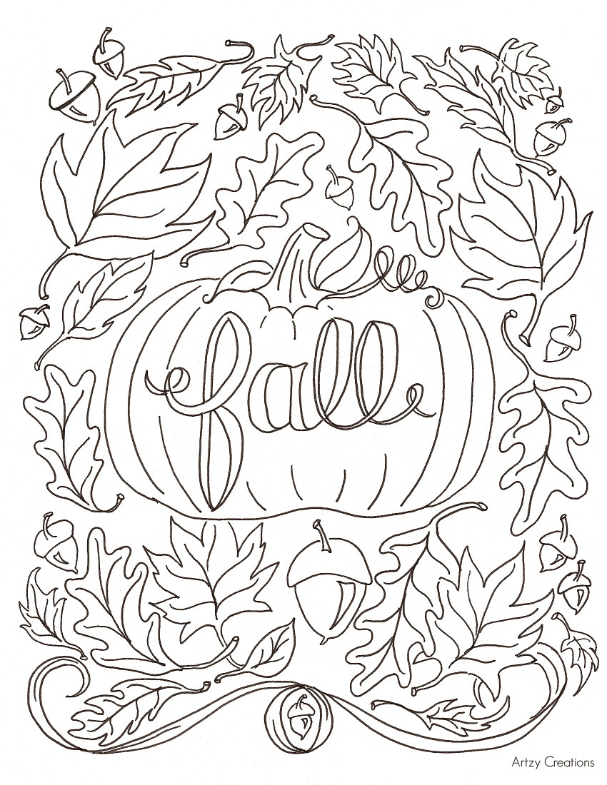 Autumn Coloring Pages For Adults
 Free Fall Coloring Page artzycreations