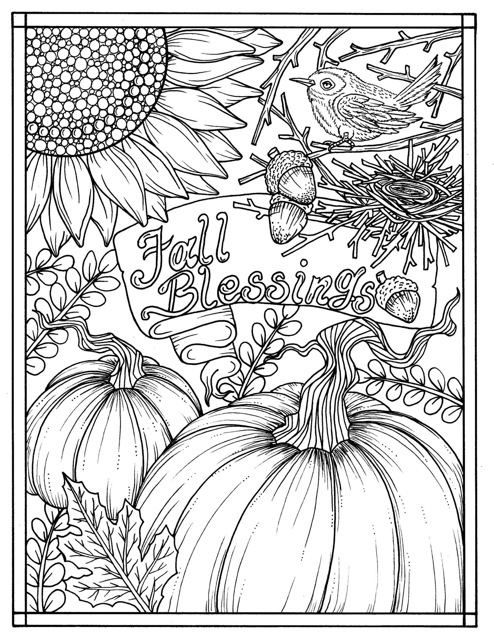 Autumn Coloring Pages For Adults
 Download Fall Blessings Instant digital Coloring page
