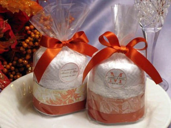 Autumn Wedding Favors
 personalized AUTUMN FALL wedding towel cake favors by