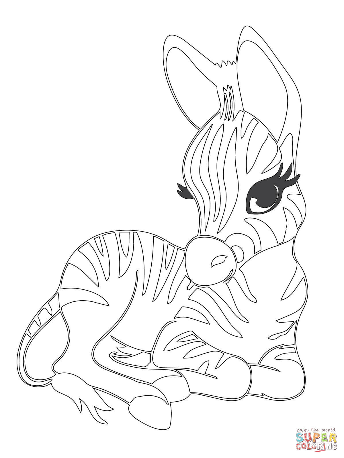 Baby Animal Coloring Book
 Cute Baby Zebra coloring page