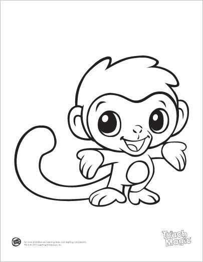 Baby Animal Coloring Sheets
 LeapFrog Printable Baby Animal Coloring Pages Monkey