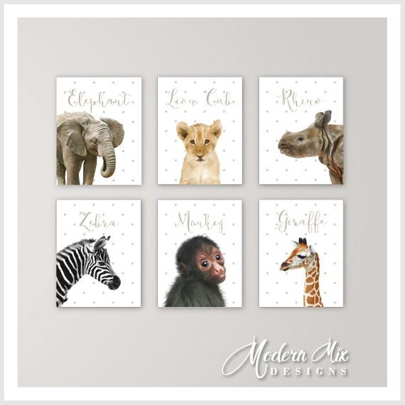 Baby Animal Nursery Decor
 Baby Animals Nursery Decor Safari Nursery Art by