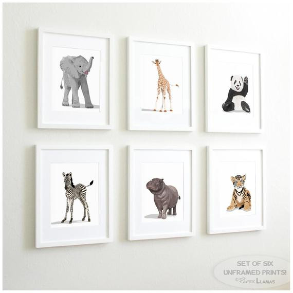Baby Animal Nursery Decor
 Zoo Animal Nursery Prints Safari nursery decor by PaperLlamas