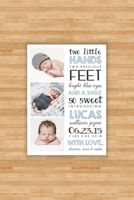 Baby Announcement Quote
 Baby Boy Birth Announcement Two Little Hands Quote Design