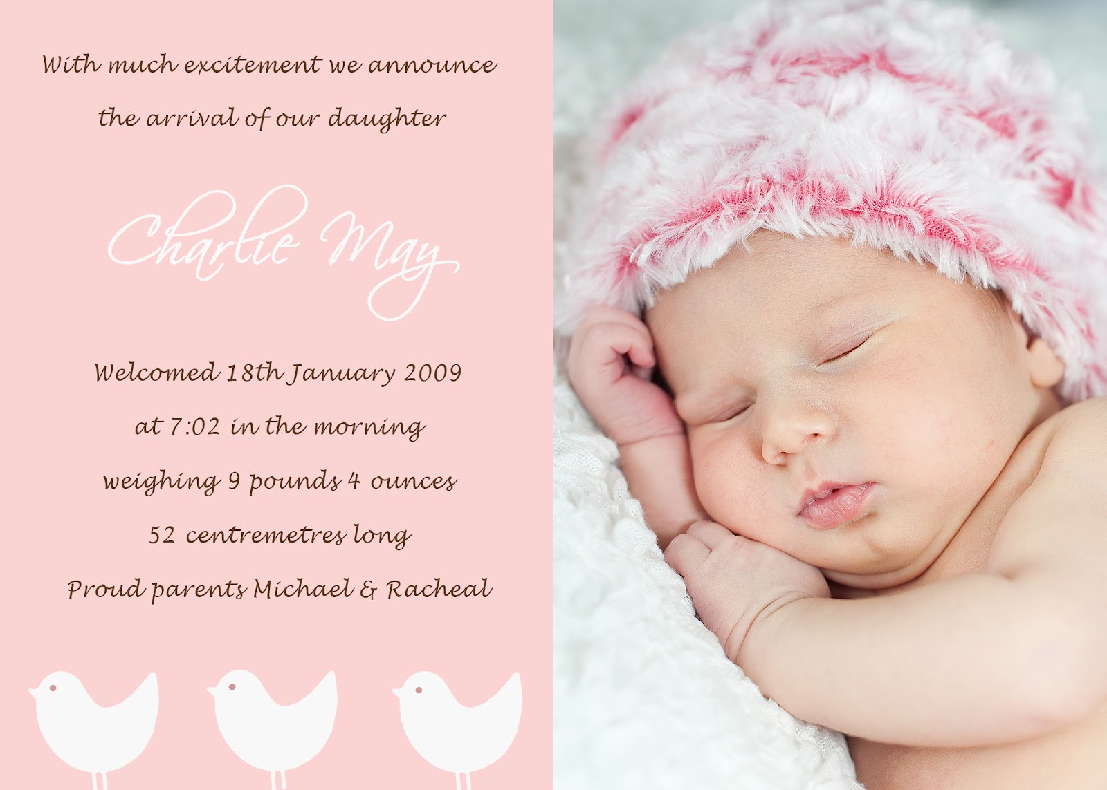 Baby Announcement Quote
 Petit Paper Blossom Creations