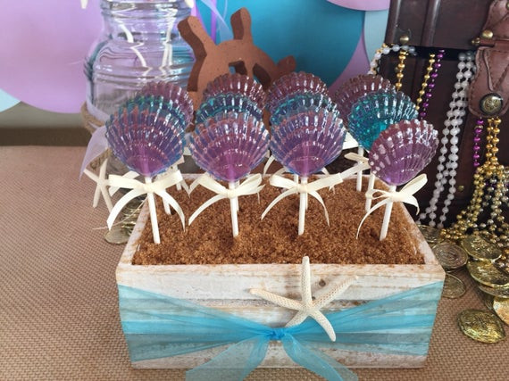 Baby Ariel Birthday Party
 12 CLAM SHELL Lollipops Mermaid Party Ariel Party and