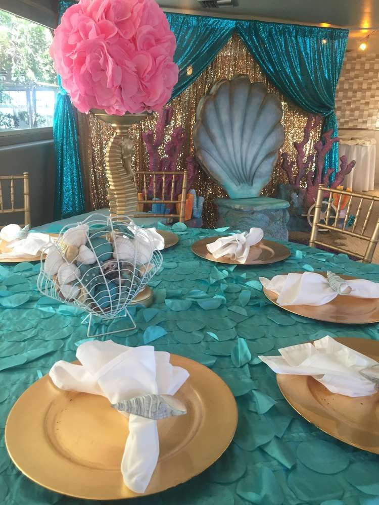 Baby Ariel Birthday Party
 Mermaid theme baby shower for baby Bella