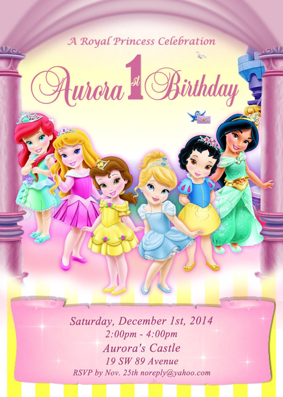 Baby Ariel Birthday Party
 Digital Disney Toddler Princess Invitation Princess