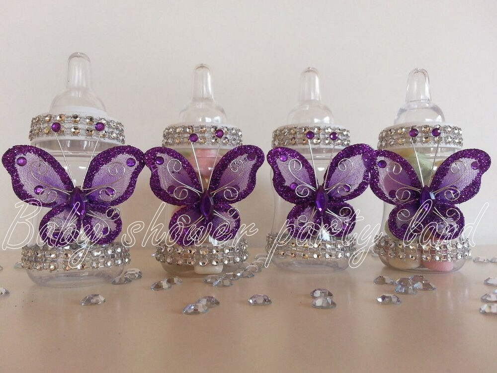 Baby Bathroom Decor
 12 Purple Fillable Butterfly Bottles Baby Shower Favors