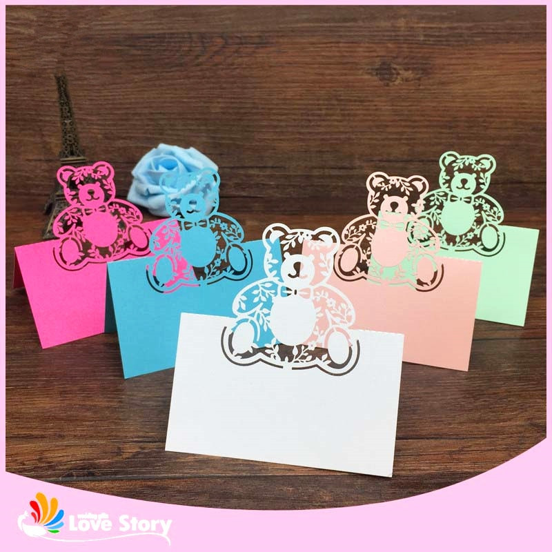 Baby Birthday Party Place
 40pcs Bear Laser Cut Baby Shower Birthday Party Table Name