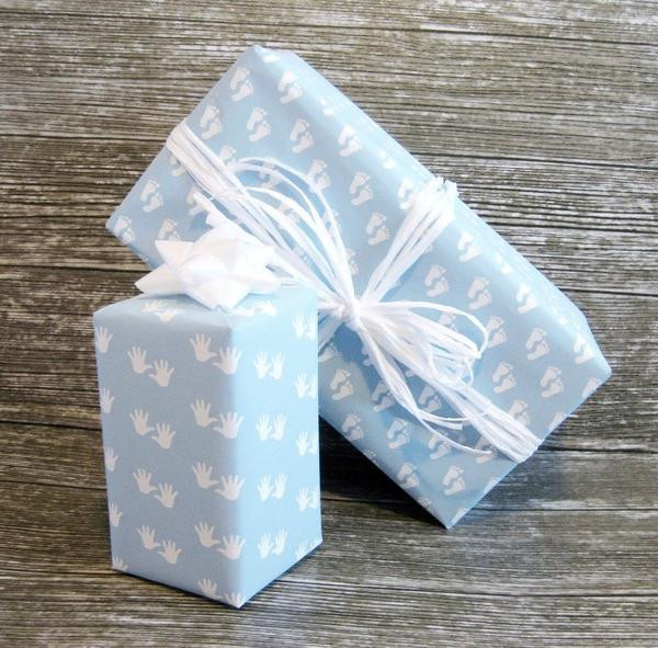 Baby Boy Gift Wrap Ideas
 Baby Boy Blue Wrapping Paper Gender Reveal Gift Wrap